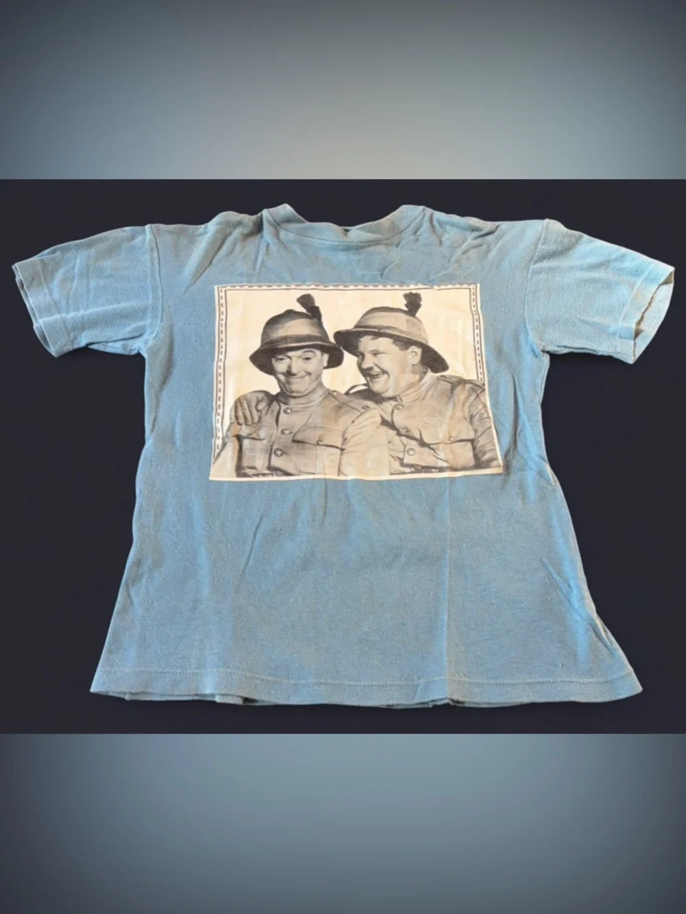 Hidaco Ego Trix Laurel & Hardy Graphic Cotton Youth T-Shirt Vintage 1970s 1980s